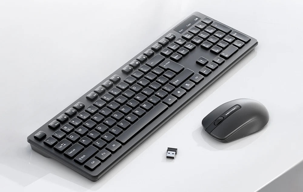 Vention Wireless Keyboard and Mouse Combo – Ergonomic Full-Size Desktop Set (KTDB0-EN)