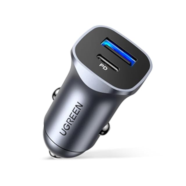 UGREEN CD213 50W Fast Dual USB-C PD Car Charger – High-Speed Car Adapter