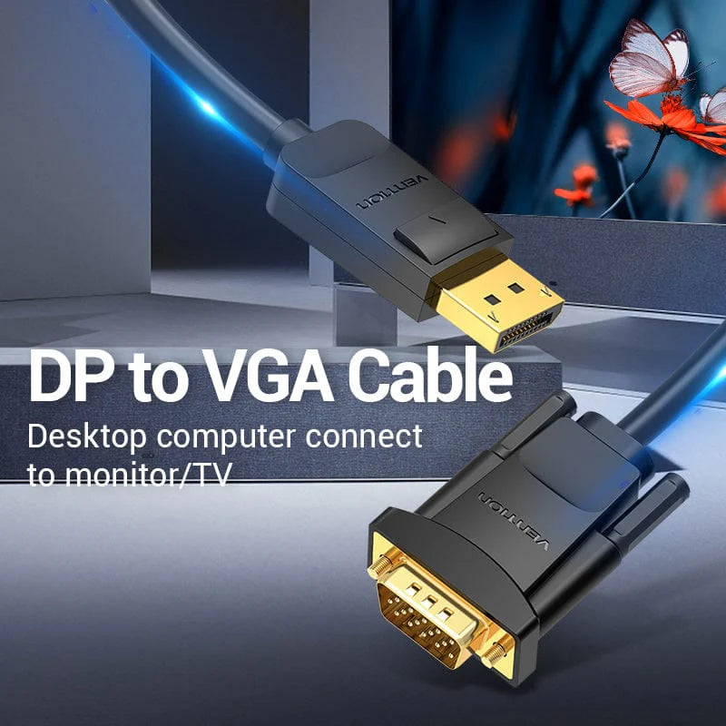 Vention DisplayPort to VGA Cable 1.5m– HBLBG High-Resolution Display Adapter for PC, Laptop &amp; Monitor