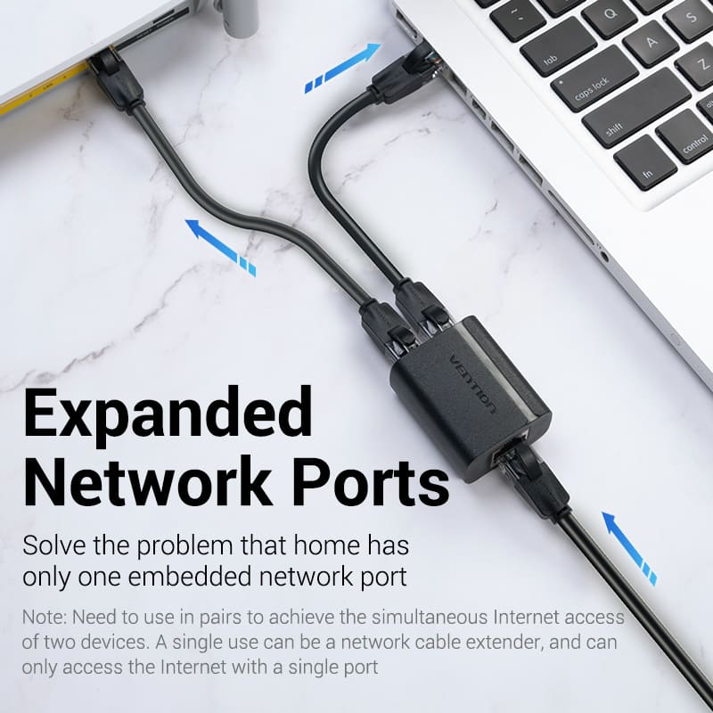 Vention VEN-IPTB0 RJ45 1 to 2 Splitter Adapter – Ethernet Network Cable Converter
