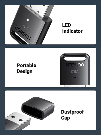 UGREEN Bluetooth 5.3 USB Adapter CM591 – Wireless Audio &amp; Data Dongle for PC/Laptop