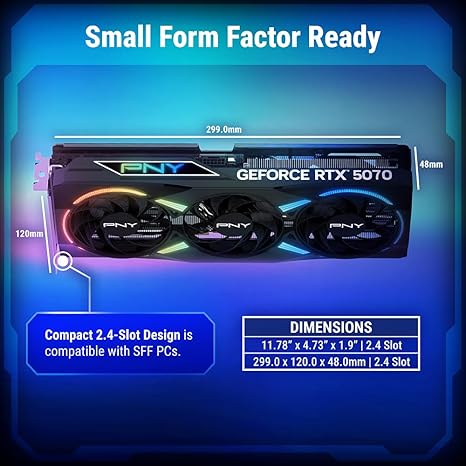 PNY GeForce RTX 5070 ARGB OC Triple Fan 12GB GDDR7 Graphics Card (VCG507012TFXXPB1-O)