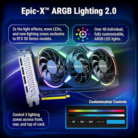 PNY GeForce RTX 5070 ARGB OC Triple Fan 12GB GDDR7 Graphics Card (VCG507012TFXXPB1-O)