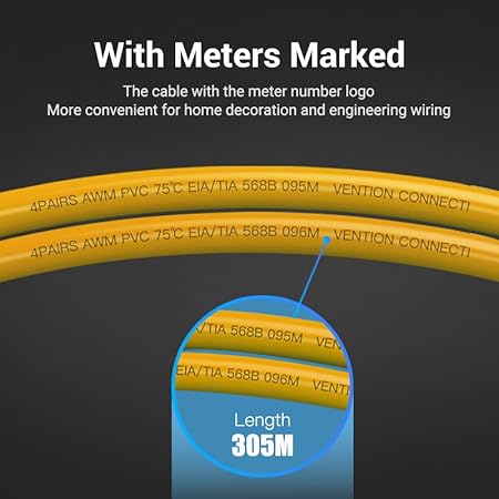 Vention Cat 6 SFTP LAN Cable 305M IHJC305 – Double Shielded, 1000Mbps, 250MHz, 23AWG PVC Ethernet Cable