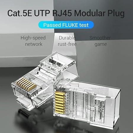 Vention Cat.5e UTP RJ45 Modular Plug 100-Pack Transparent IDBRO-100 | Ethernet Crimp Connectors