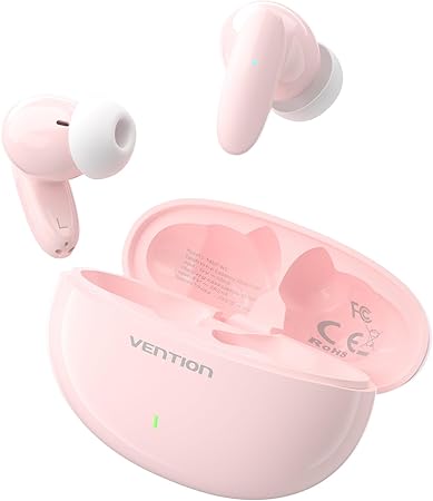 Vention True Wireless Bluetooth Earbuds ELF E06 – Pink NBKPO | In-Ear TWS Earphones with Charging Case, Deep Bass &amp; Mic