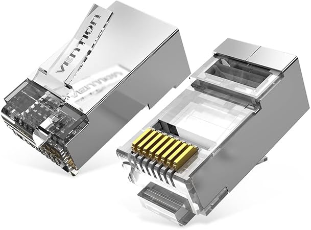 Vention Cat.6A FTP RJ45 Modular Plug 100-Pack Transparent IDFR0-100 | Shielded Ethernet Connector