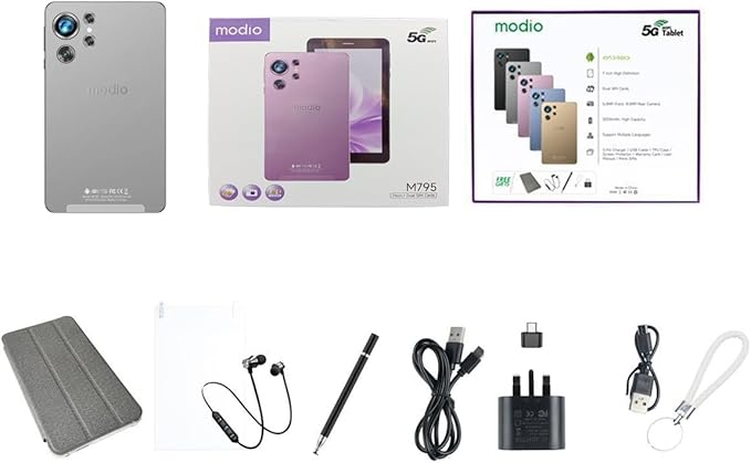 Modio M795 Kids Tablet 7-Inch HD Display – 4GB RAM + 128GB Storage Educational Android Tablet