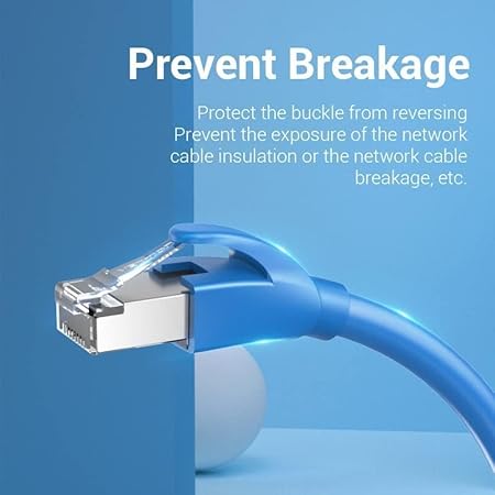 Vention RJ45 Strain Relief Boots 50-Pack Blue PVC Cable Protectors (IODL0-50) | Ethernet Connector Caps