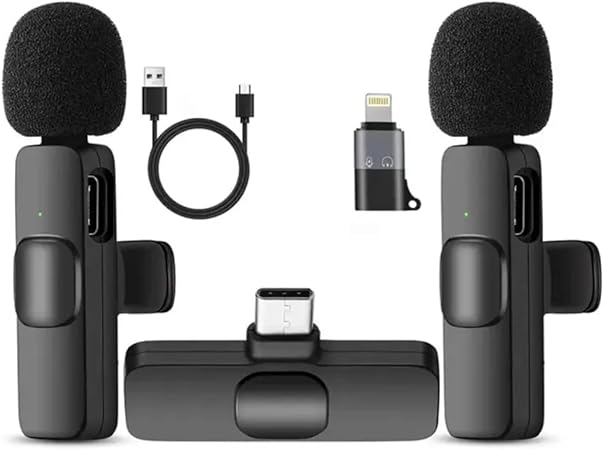Vention Wireless Microphone Set (2 Mics) NCBB0 | Dual Lavalier Wireless System for Streaming, Vlogging &amp; Recording