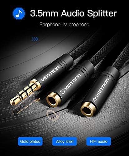 Vention 2× 3.5mm Male to 3.5mm 4-Pole Female Audio Adapter 0.3m (BBTBY) – Headphone Mic Combo Cable