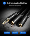 Vention 2× 3.5mm Male to 3.5mm 4-Pole Female Audio Adapter 0.3m (BBTBY) – Headphone Mic Combo Cable