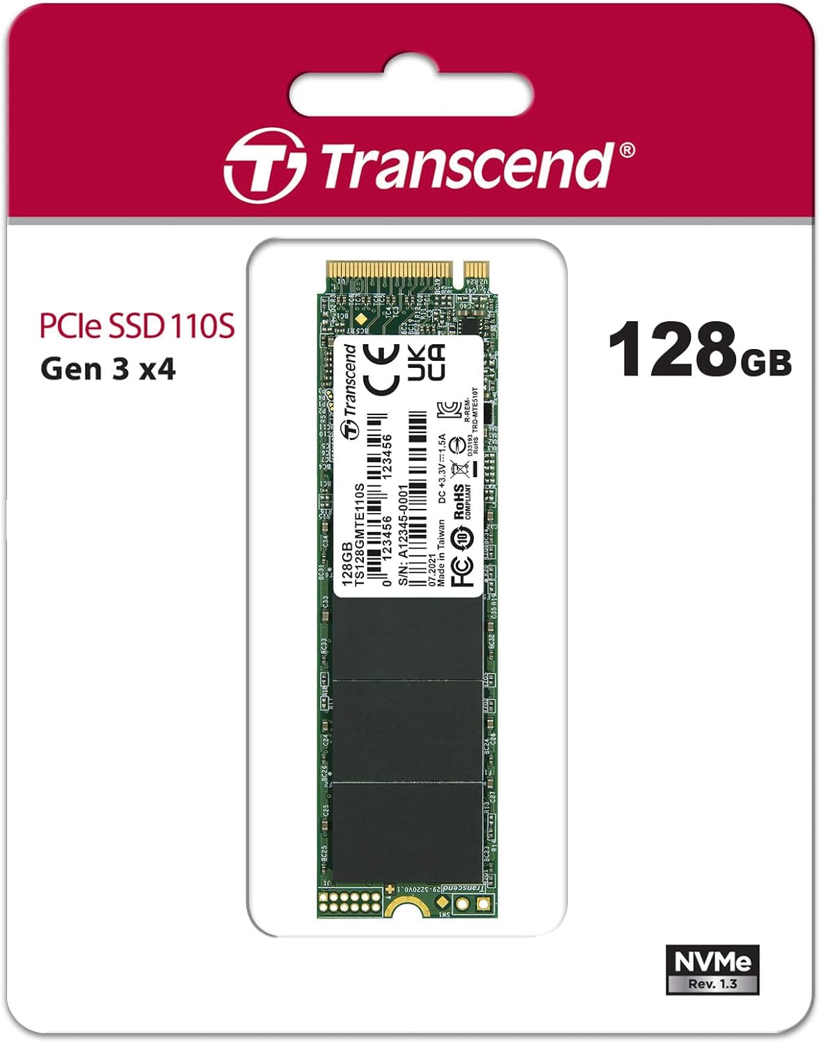 Transcend 110S 512GB NVMe M.2 SSD (PCIe Gen 3x4) 2280 – High-Speed Internal Solid State Drive TS512GMTE110S