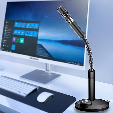 Vention USB Desktop Microphone with Mute Button – Black (NCCB0) | Plug &amp; Play Condenser Mic for PC &amp; Streaming