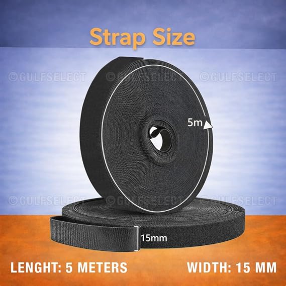 Vention Cable Tie 5M VEN-KAABJ | Reusable Hook &amp; Loop Cable Management Strap Roll