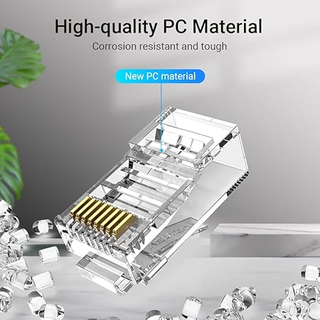 Vention Cat.6 UTP RJ45 Modular Plug 100-Pack Transparent IDDRO-100 | Ethernet Crimp Connectors