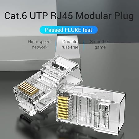 Vention Cat.6 UTP RJ45 Modular Plug 100-Pack Transparent IDDRO-100 | Ethernet Crimp Connectors