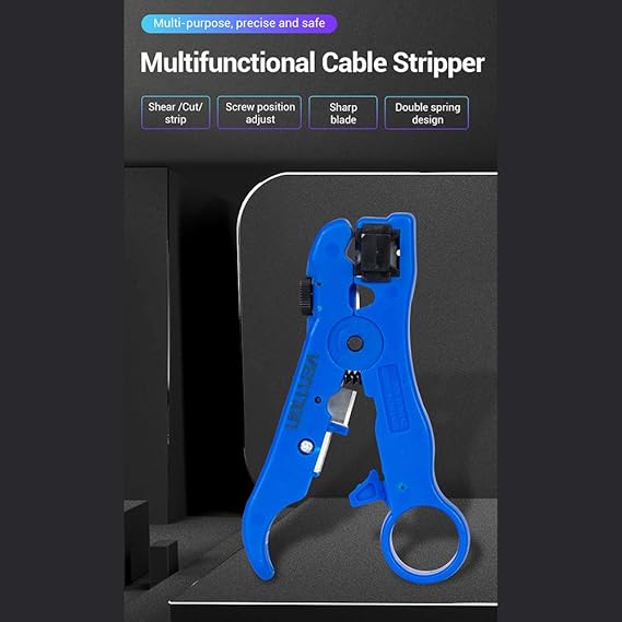 Vention KEBLO Coaxial Cable Stripper Tool – Blue, Precision Wire Cutter for Coaxial Cables