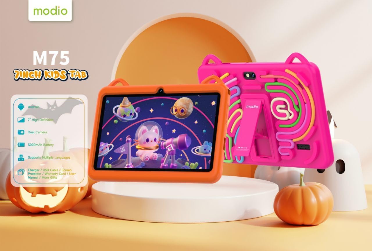 Modio M75 Kids Tablet 7-Inch HD Display – Android 13, 6GB RAM, Parental Control Learning Tablet for Children