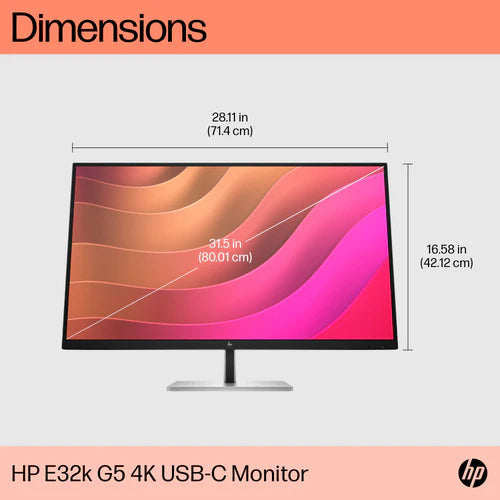 HP E32k G5 31.5″ 4K USB-C Monitor (6N4D6AS) – Integrated Speakers &amp; Pivot Adjustable