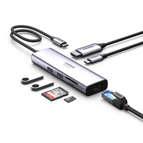 UGREEN CM512 7-in-1 USB-C Hub – 4K HDMI, RJ45 Ethernet, USB 3.0, SD/TF &amp; 100W PD Charging