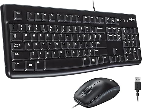 Logitech MK120 Keyboard and Mouse Combo – Wired USB Keyboard &amp; Mouse for PC, Laptop &amp; Desktop
