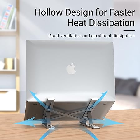 Vention Adjustable Laptop Stand – Aluminum Silver Cooling Holder for Desk (KDLIO)