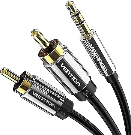 Vention 3.5mm to Dual RCA Male Audio Cable 2m (BCLBH) – AUX to RCA Stereo Adapter