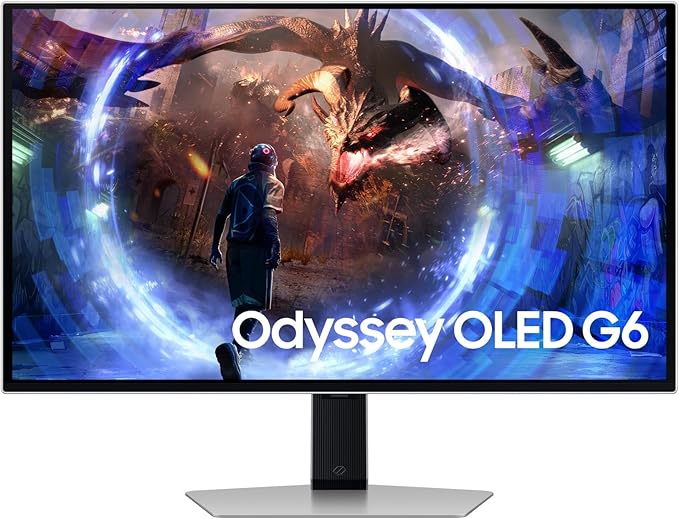 Samsung Odyssey G6 27” QHD OLED Gaming Monitor LS27DG602SMXUE – 360Hz, 0.03ms, FreeSync Premium Pro, Ergonomic Stand