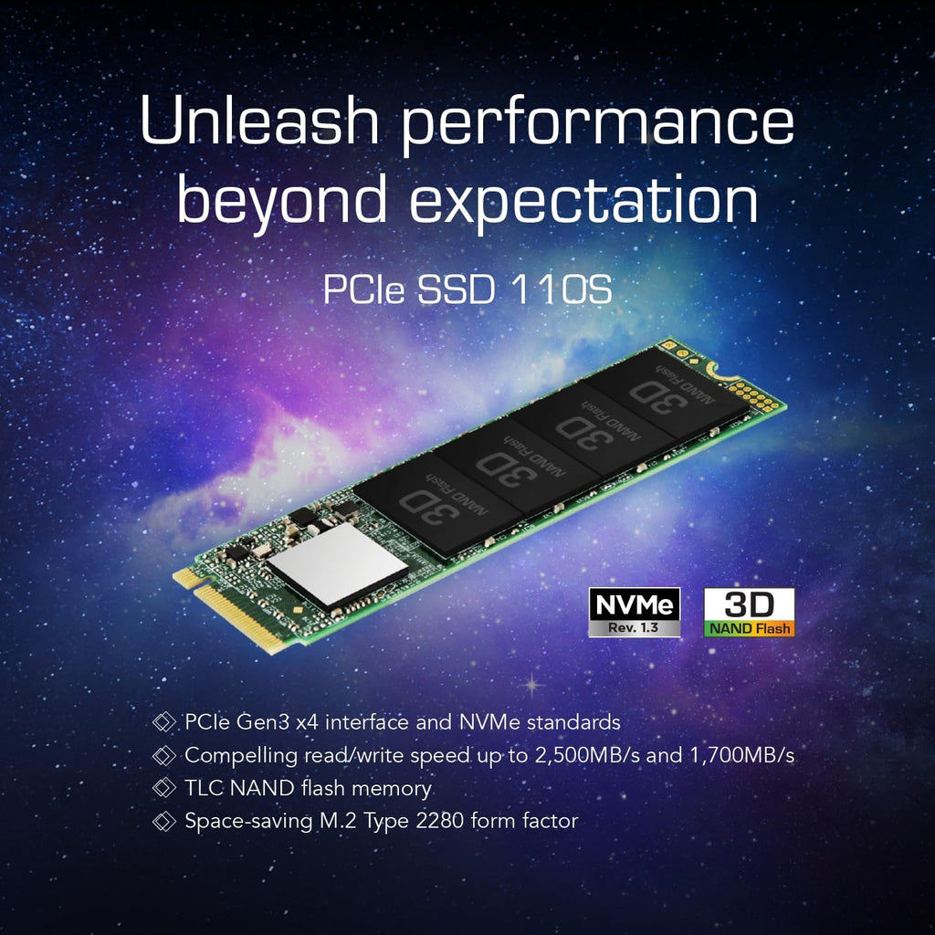 Transcend 110S 512GB NVMe M.2 SSD (PCIe Gen 3x4) 2280 – High-Speed Internal Solid State Drive TS512GMTE110S