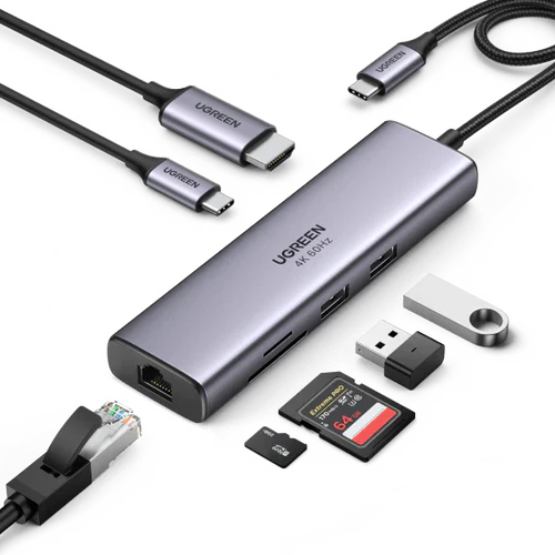 UGREEN CM512 7-in-1 USB-C Hub – 4K HDMI, RJ45 Ethernet, USB 3.0, SD/TF &amp; 100W PD Charging