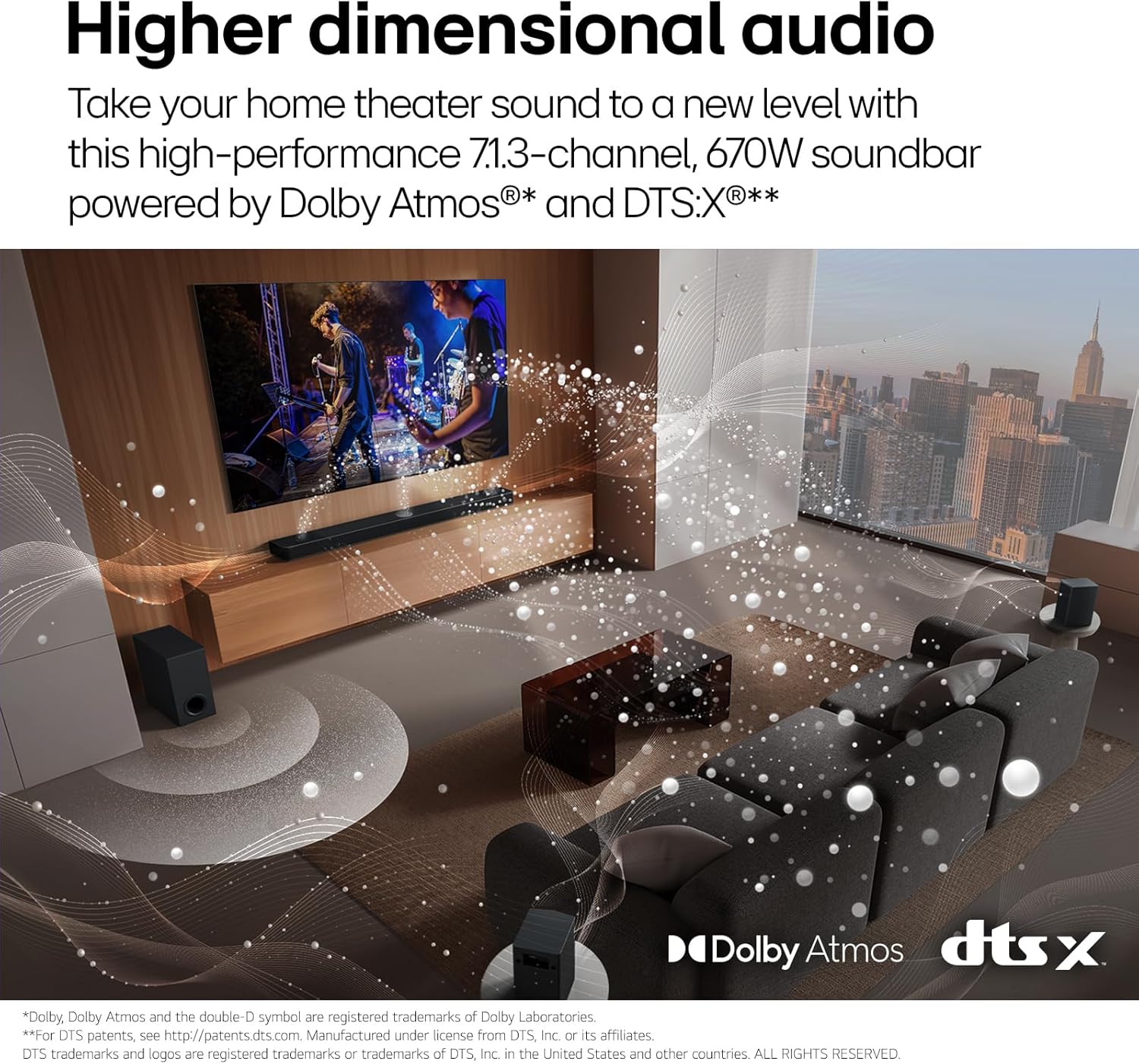 LG S90T 7.1.3 Channel Soundbar with Dolby Atmos, Wireless Subwoofer &amp; Surround Sound System