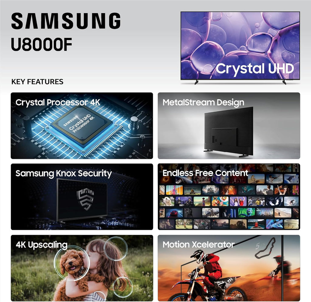 Samsung 43U8000FU 43-Inch Smart 4K UHD TV – 2025 Model with Built-In Streaming Apps