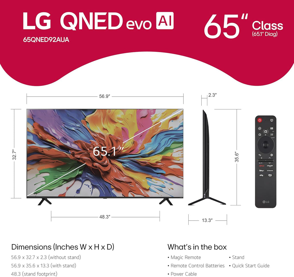LG 65QNED70A 65 Inch 4K QNED Smart TV (2025) with AI Processor, HDR10 & webOS