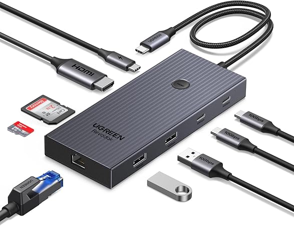 UGREEN CM615 9-in-1 USB-C Docking Station – 4K HDMI, Ethernet, USB Hub &amp; PD Charging