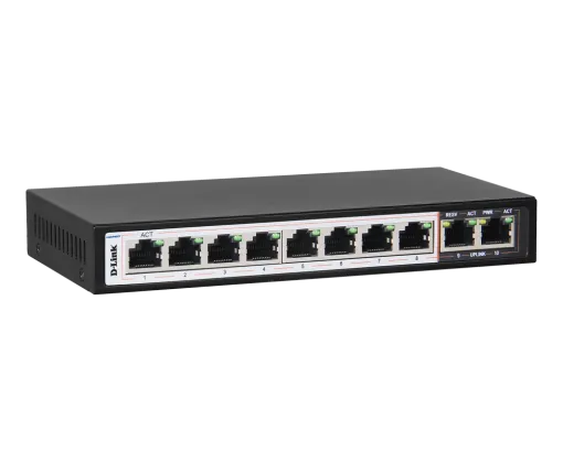 D-Link DES-F1010P-E/B 10-Port Long Range PoE Switch - High Power, Gigabit Ethernet