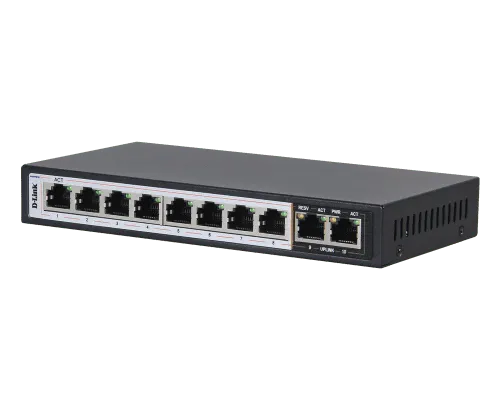 D-Link DES-F1010P-E/B 10-Port Long Range PoE Switch - High Power, Gigabit Ethernet