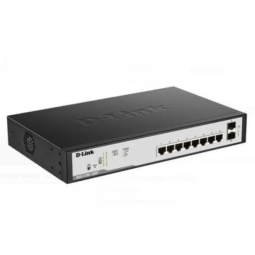 D-Link DGS-F1100-10PS 8-Port PoE Gigabit Smart Managed Switch with 2 SFP Ports