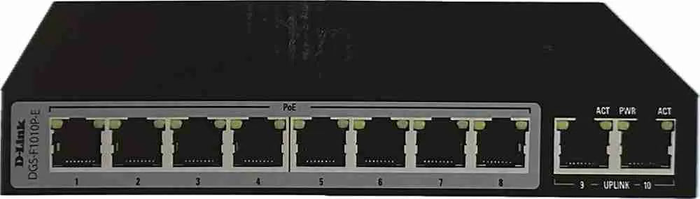 D-Link DGS-F1010P-E 120W 8+2-Port Gigabit POE Switch - 10/100/1000Mbps with High Power Support