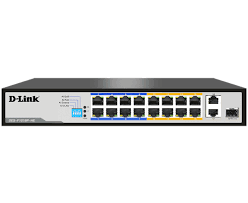 D-Link DES-F1016P-E/B 16-Port Unmanaged PoE+ Surveillance Switch – 250m Long Range, 10/100Base-T