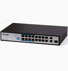 D-Link DES-F1016P-E/B 16-Port Unmanaged PoE+ Surveillance Switch – 250m Long Range, 10/100Base-T