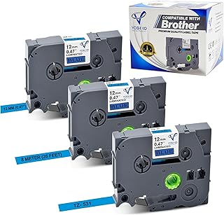 Brother TZ2-531 12mm x 8m Black on Blue Label Tape
