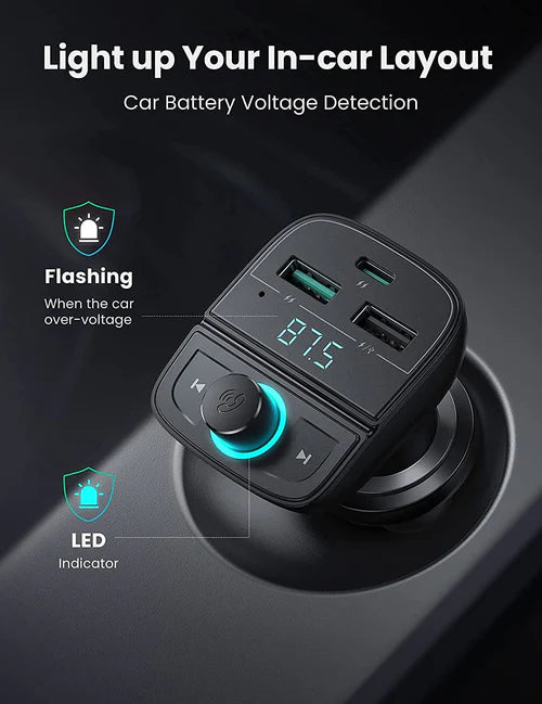 UGREEN CD229 Bluetooth Car Charger with PD &amp; QC3.0 – USB + TF Card FM Transmitter UG-80910