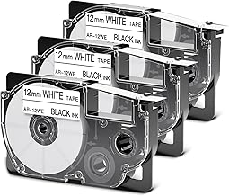 Casio PT-12WE 12mm Black on white labelling tape