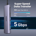 UGREEN CM195 7-in-1 USB-C Hub – 4K HDMI, USB 3.0, SD/TF Card Reader &amp; 100W PD (UG-15214)