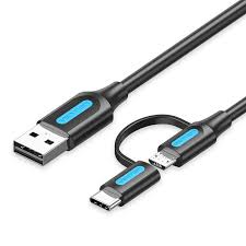  Vention CQEHD  2-in-1 USB 2.0 A to Micro-B & USB-C Cable
