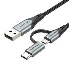  Vention CQEHD  2-in-1 USB 2.0 A to Micro-B & USB-C Cable