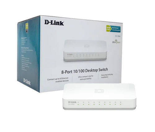 D-Link DES-1008C/B 8-Port Unmanaged Switch – 10/100Base-T Ethernet, Reliable Network Performance