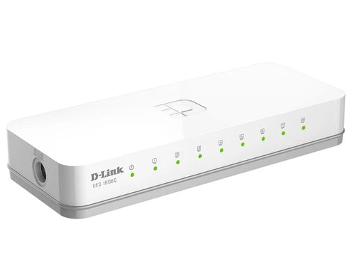 D-Link DES-1008C/B 8-Port Unmanaged Switch – 10/100Base-T Ethernet, Reliable Network Performance