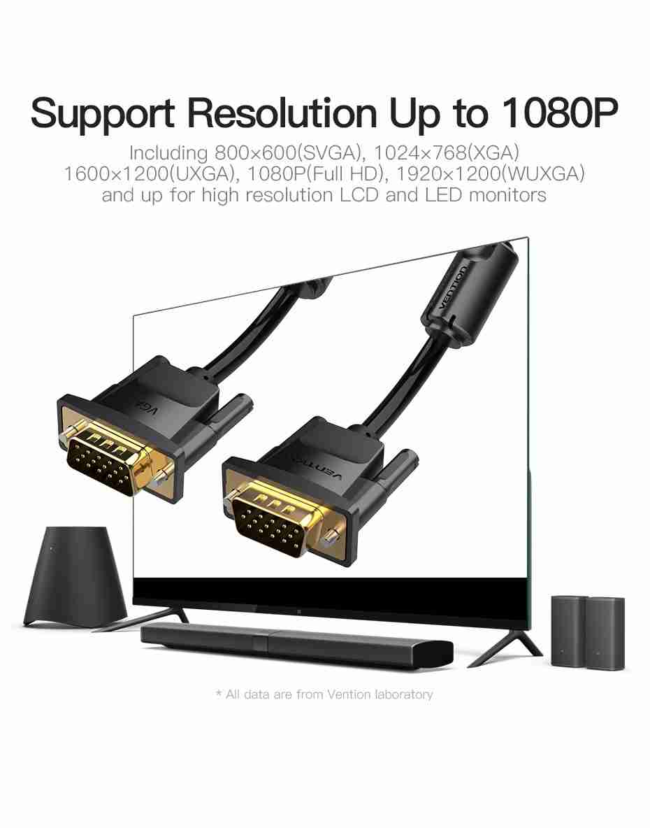 Vention 10M VGA (3+9) Male to Male Cable | High-Quality HD Monitor Cable DADBL